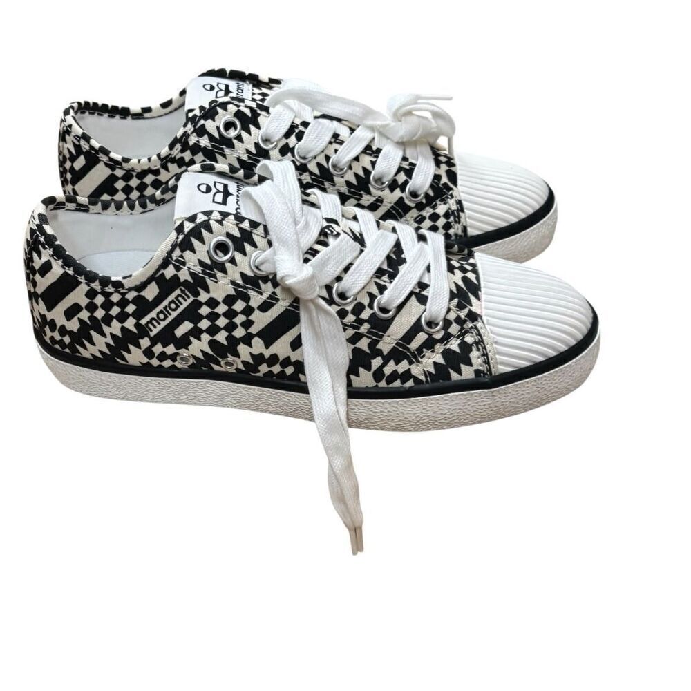 Isabel Marant “Binkoo” Jane White & Black Canvas Sneakers NWB Size 36 - Picture 4 of 9